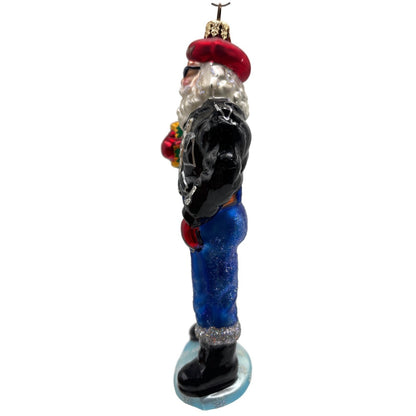 Christopher Radko Santa Dude Leather Jacket Christmas Tree Ornament 01-0227-0