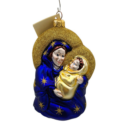 Patricia Breen Madonna of the Night Baby Jesus Blue Gold Star Christmas Ornament