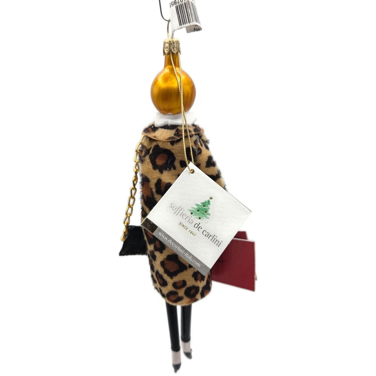 Soffieria De Carlini Fashionista Lady In Leopard Coat Shop Christmas Ornament