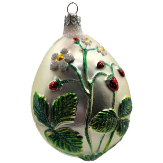 Patricia Breen Strawberry Egg Matte Pearl Easter Spring Christmas Tree Ornament