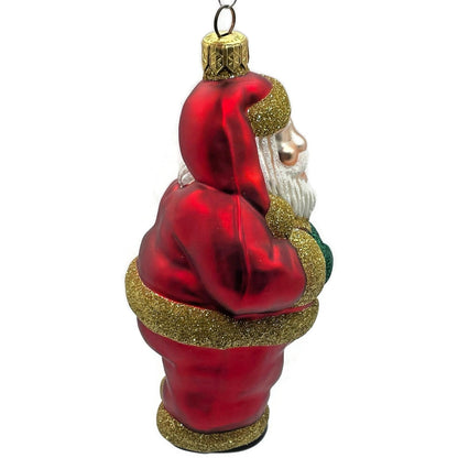 Patricia Breen HO HO HO Santa Claus Red Gold Matte Christmas Tree Ornament