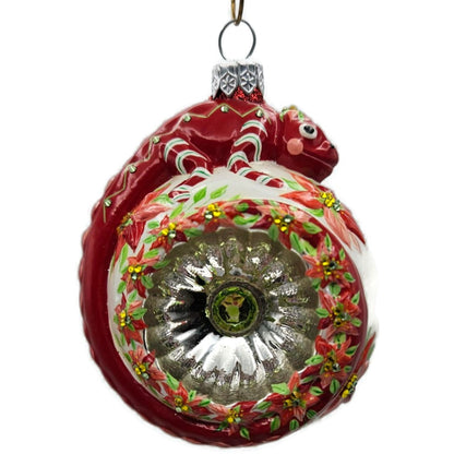 Patricia Breen Happy Holidays Hamish Poinsettia Chameleon Christmas Ornament