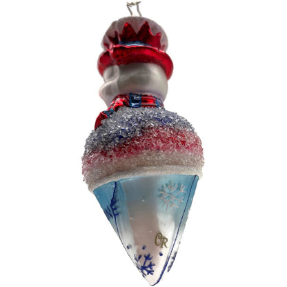 Christopher Radko Frosty Snowcone Snowman Glass Christmas Tree Ornament 1017249