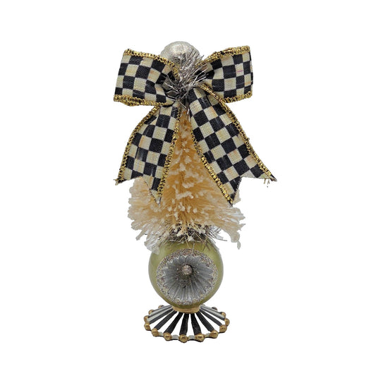 Mackenzie Childs Home Sweet Snow Bottle Brush Tree Mini Yellow Courtly Check