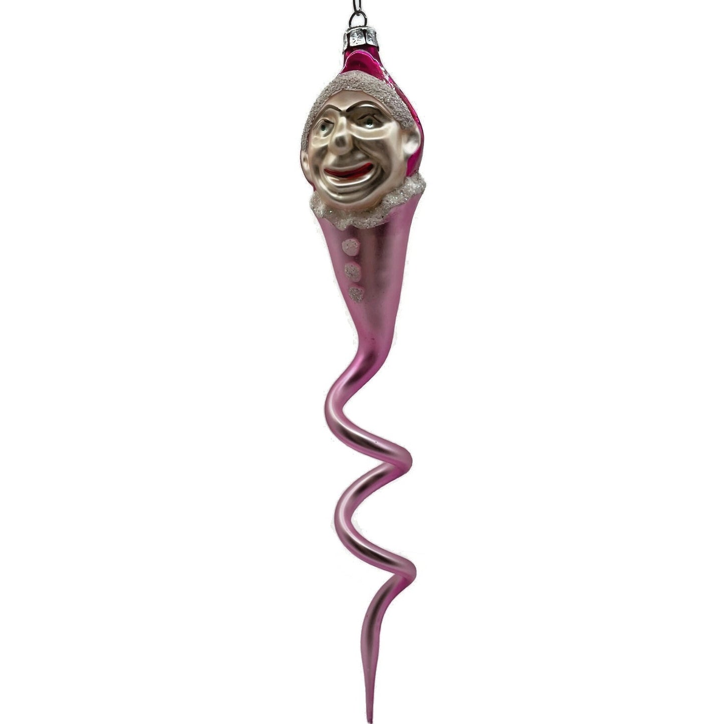 Christopher Radko Ornament Clown Snake Hot Pink Jester Spiral Twist Christmas