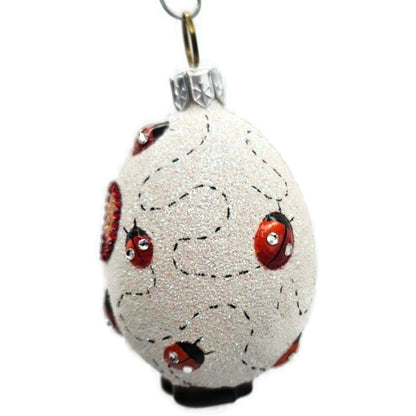 Patricia Breen Easter Egg Masquerade Ladybugs Pearl White Red Christmas Ornament