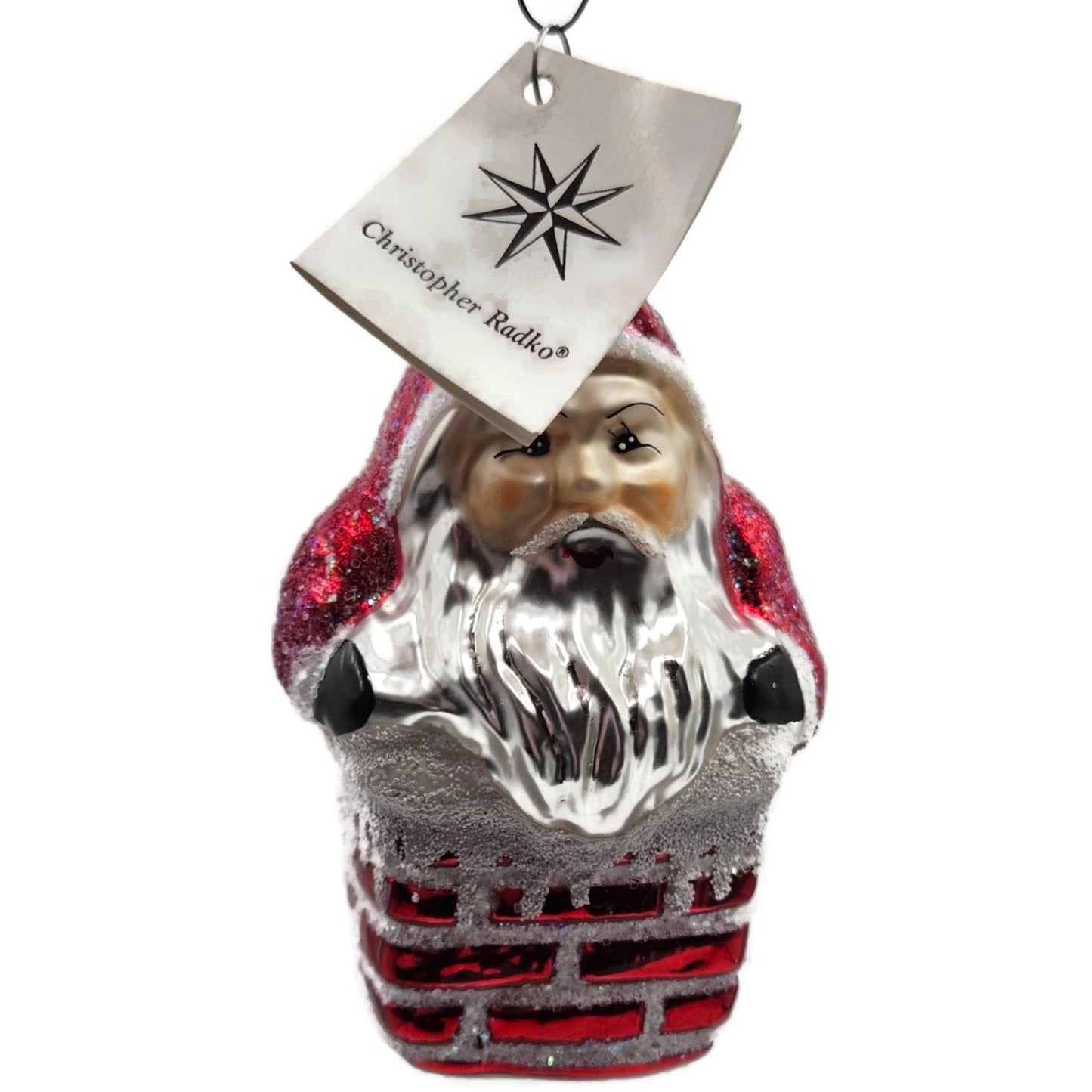 Christopher Radko Santa Claus Down The Chimney Red Christmas Ornament 94-176-0