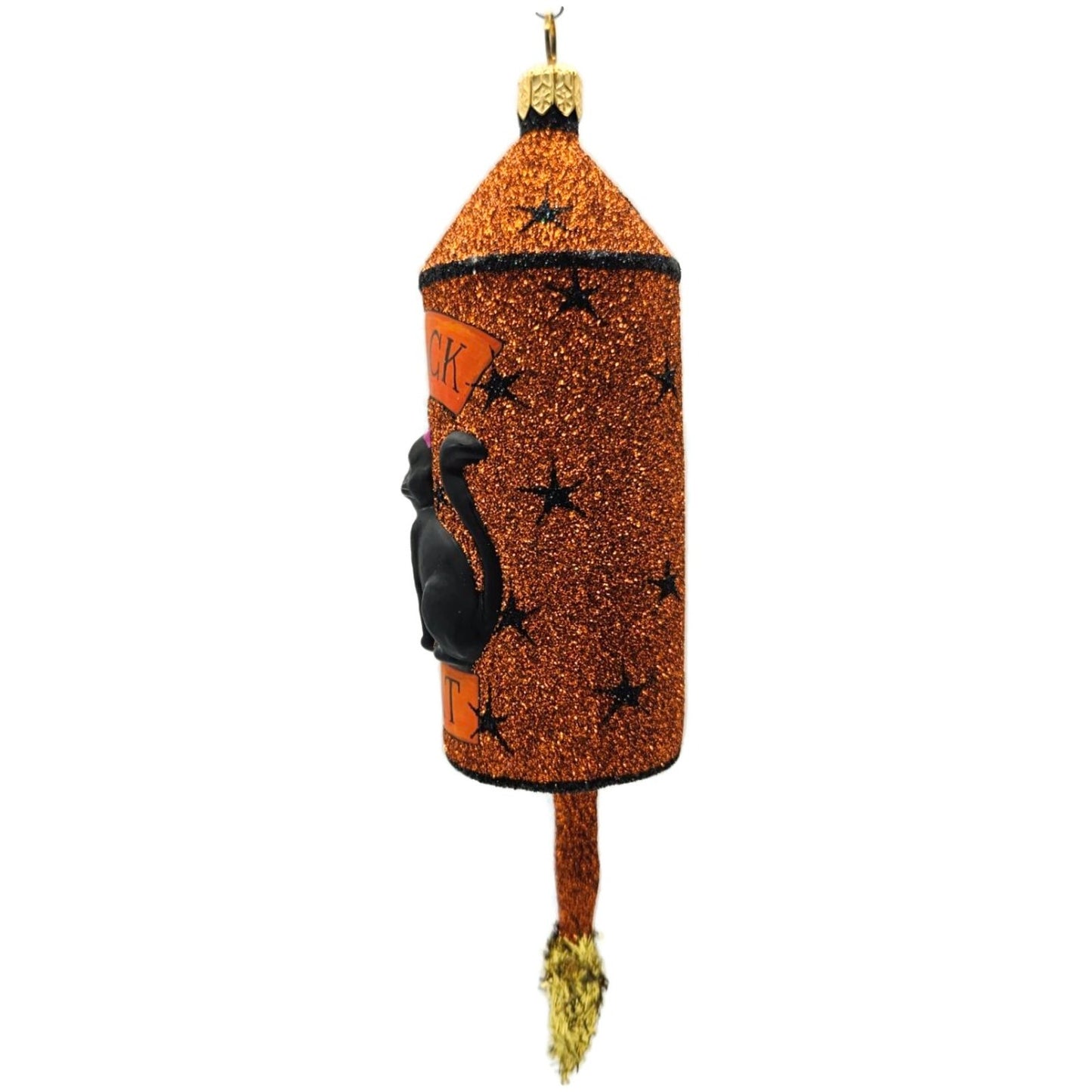 Patricia Breen Halloween Blastoff Orange Stars Black Cat Christmas Ornament 2228