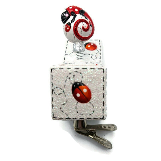 Patricia Breen Pop Goes the Chameleon Ladybugs Clip On Christmas Ornament 2782