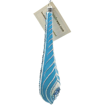 Patricia Breen La Plume Turquoise Silver Fantasy Feather Christmas Tree Ornament