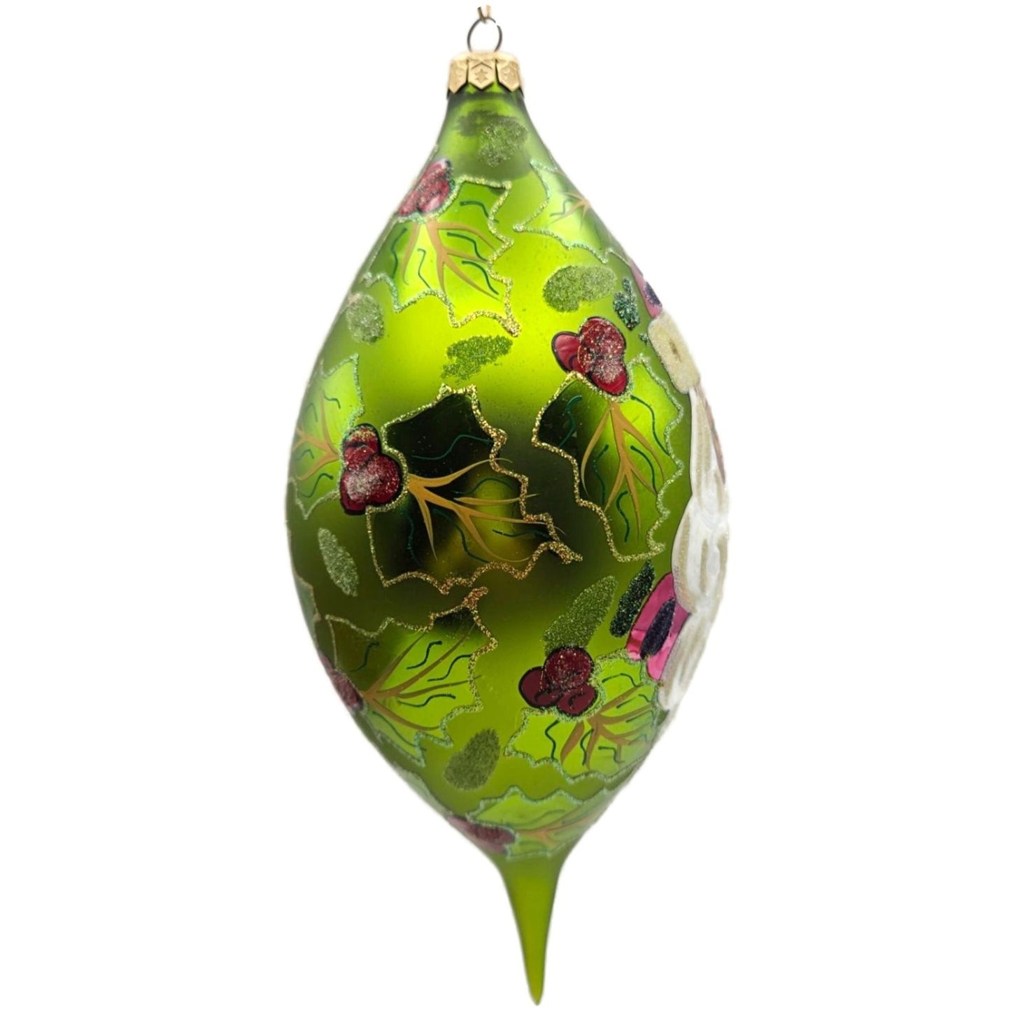 Christopher Radko Regency Santa Portraits Series Green Drop Christmas Ornament