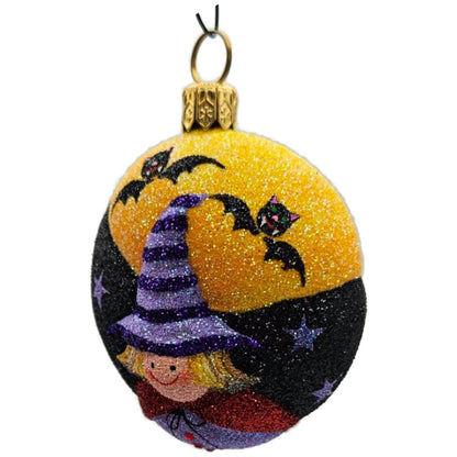 Patricia Breen Halloween Witch Medallion Black Orange Bats Christmas Ornament