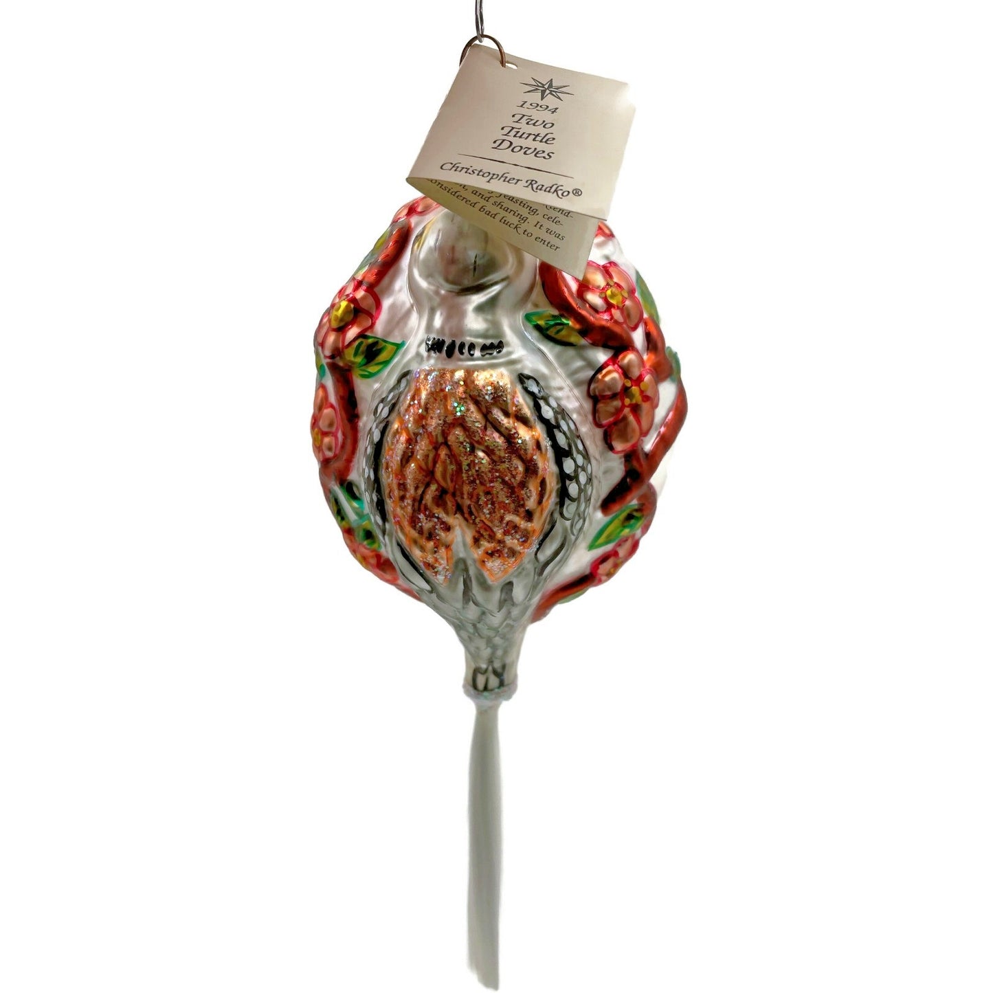 Christopher Radko Two Turtle Doves 12 Days Of Christmas Tree Ornament 9893