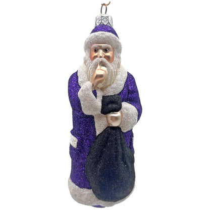 Patricia Breen Shhh Purple Black Bag Santa Claus Christmas Tree Ornament
