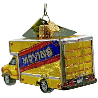 Moving Truck Ornament OWC Gold Vehicle Glittered Old World Christmas Tree Decor