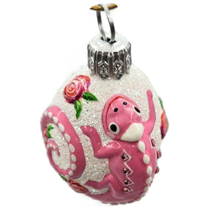 Patricia Breen Springtime Chameleon Pink Rose Floral Christmas Ornament 2929