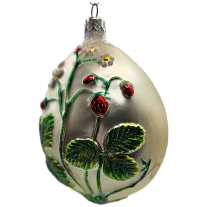 Patricia Breen Strawberry Egg Matte Pearl Easter Spring Christmas Tree Ornament