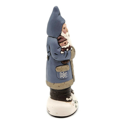 Blue Father Christmas with Mini Helper Chalkware Folk Art 2017 Holiday Figurine