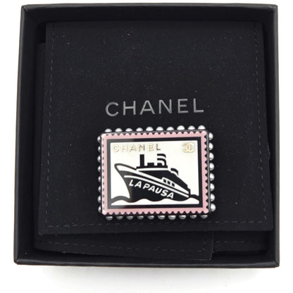 Chanel 19C La Pausa Yacht Stamp Brooch Pin CC Logo Cruise Ship Pea AB0921 Y47494