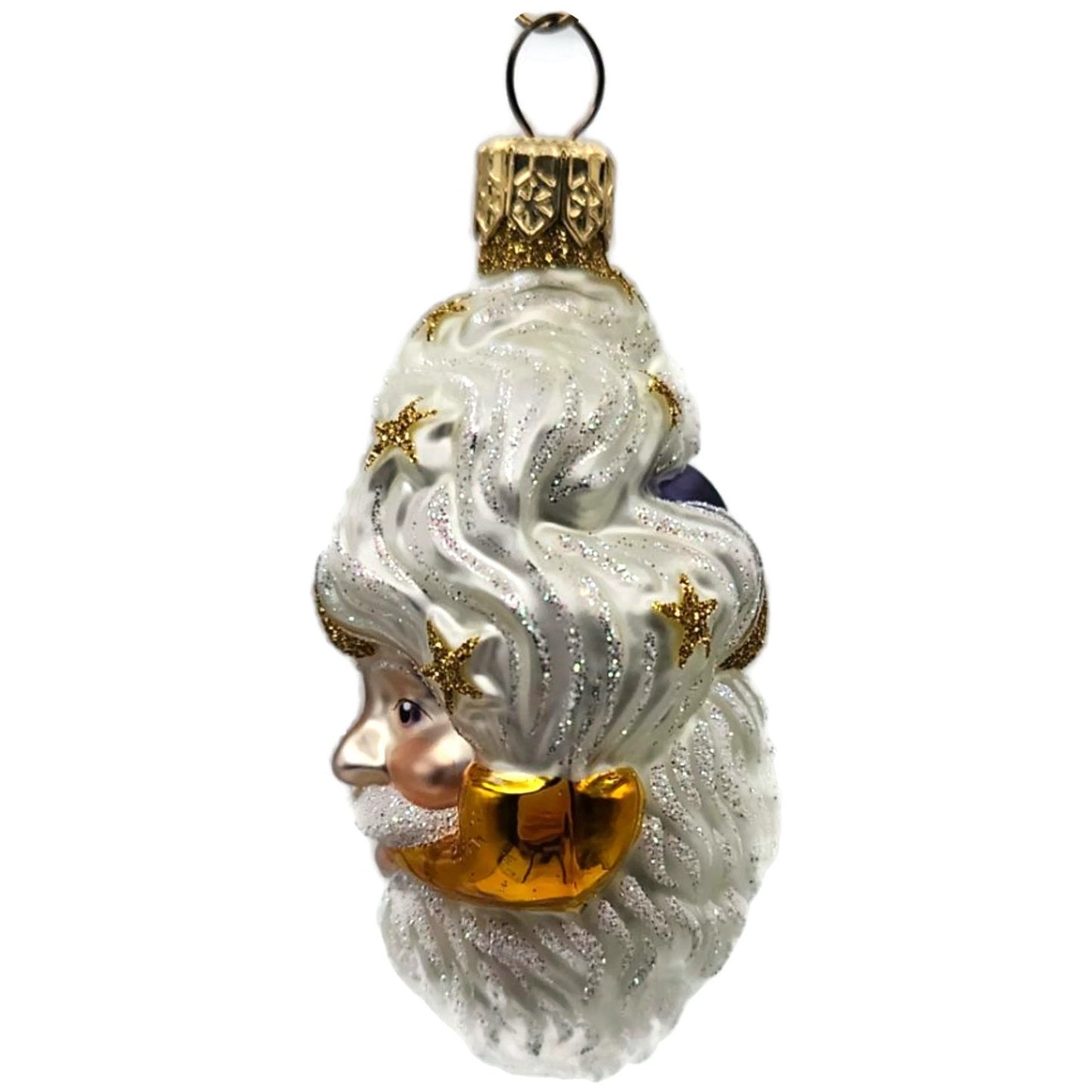Patricia Breen Merry Olde Elf Purple Santa Head Stars Christmas Tree Ornament