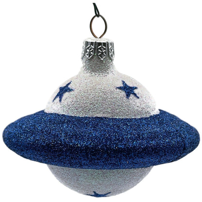 Patricia Breen A Walk on the Moon Planet Blue Stars Christmas Holiday Ornament