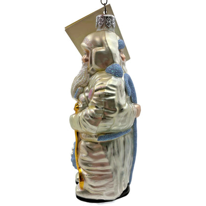 Patricia Breen Millennium Santa Claus Pearl Blue Two Sided Christmas Ornament