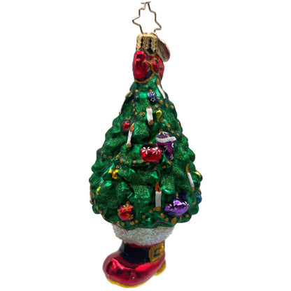 Christopher Radko Christmas Tree With Santa Boot Base Green Holiday Ornament