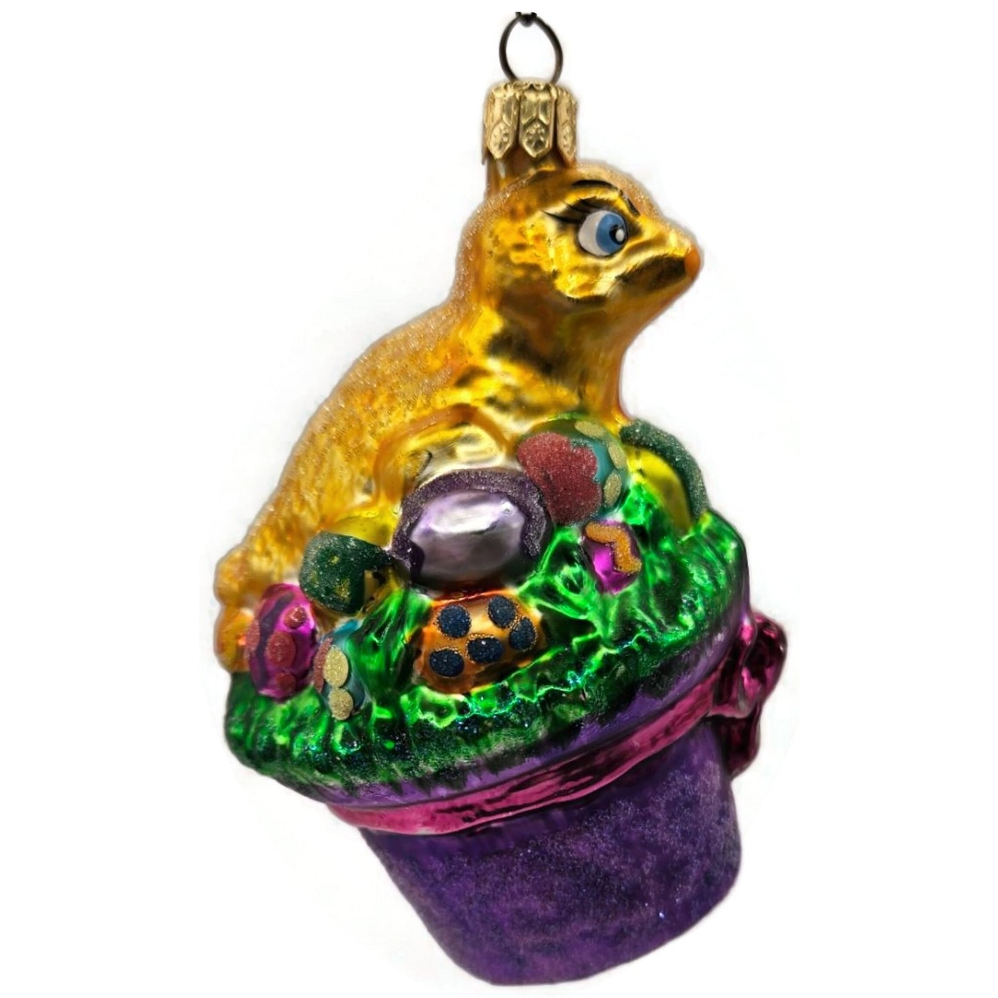 Christopher Radko Spring Derby Chick in a Hat Basket Easter Ornament 982900