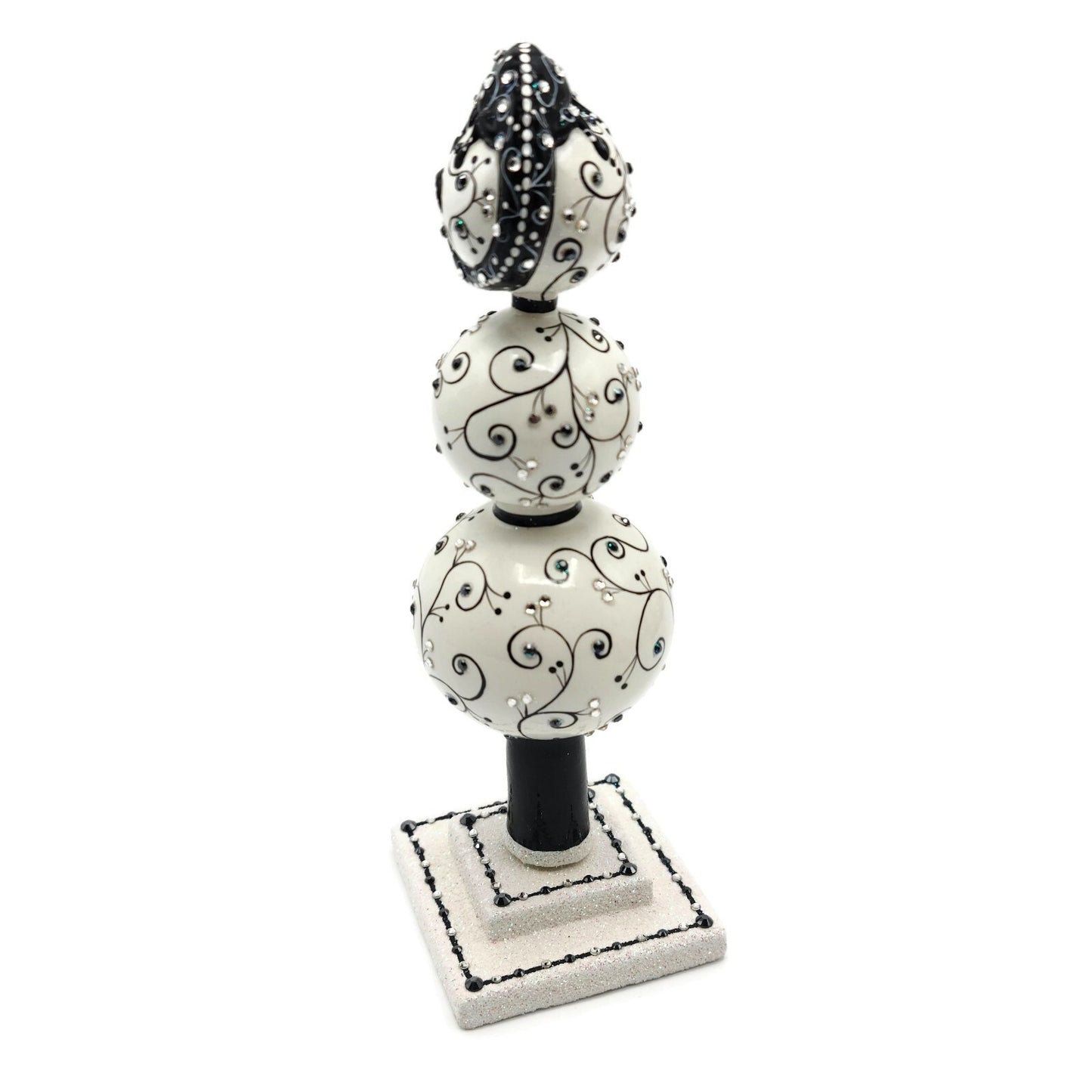 Patricia Breen Miniature Chameleon Finial Quilling Black Christmas Tree Ornament