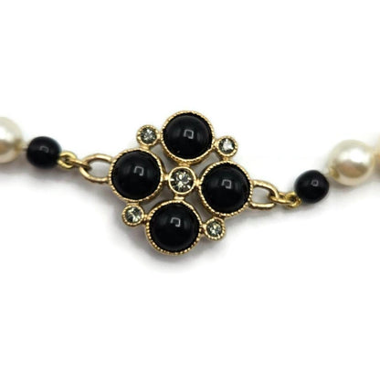 Co Co Chanel Paris Faux Pearls Black Glass Beads Baroque Sweater Necklace