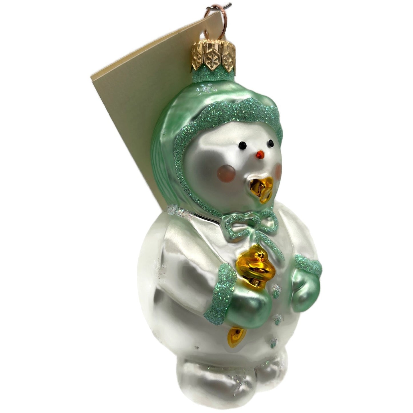 Patricia Breen Snowbaby Green Snowflakes Snowman White Christmas Tree Ornament