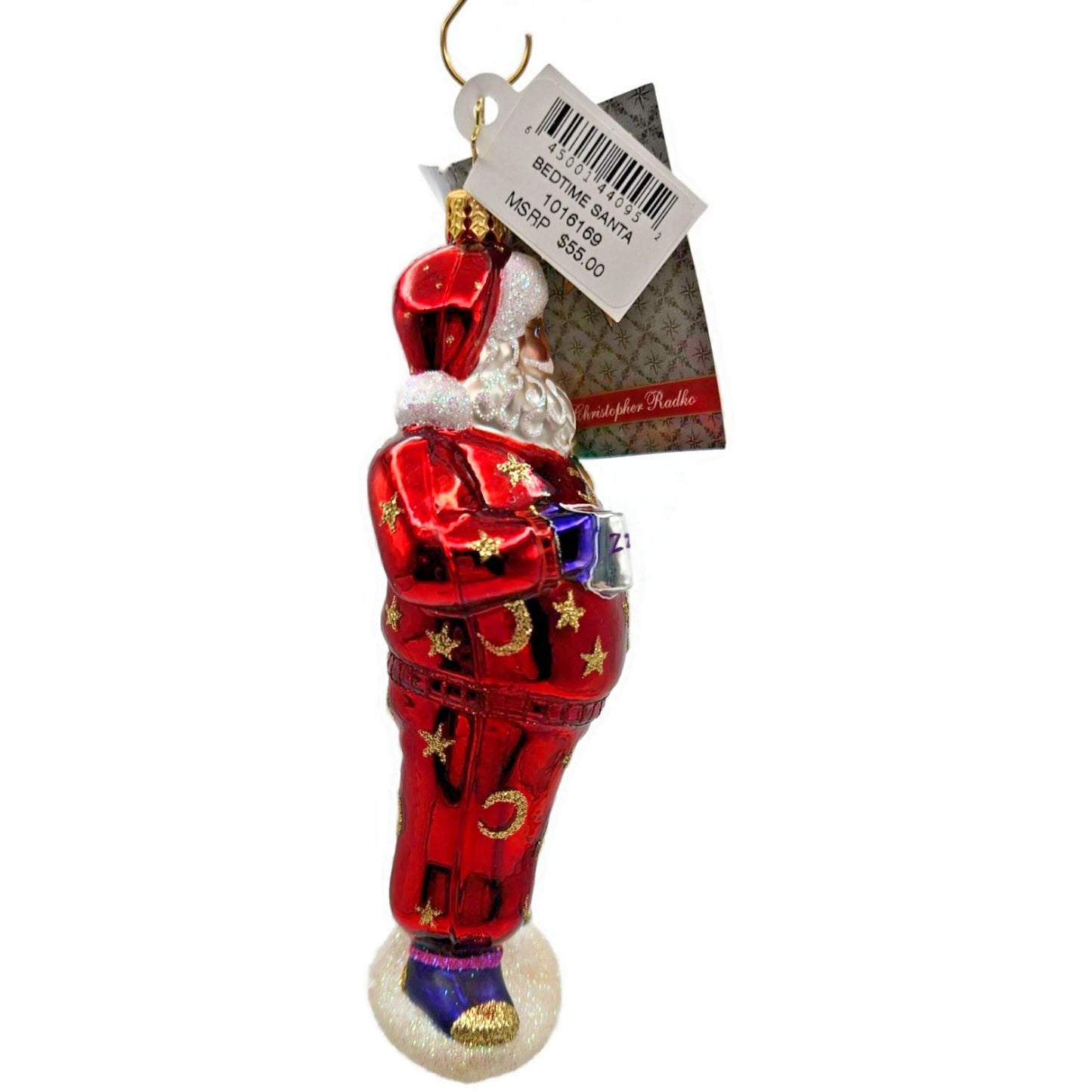 Christopher Radko Bedtime Santa Teddy Bear Stars Moon Christmas Ornament 1016169