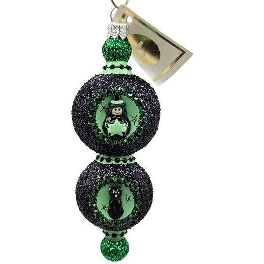 Patricia Breen Joyeux Witch Green Black Double Reflector Halloween Ornament HCB