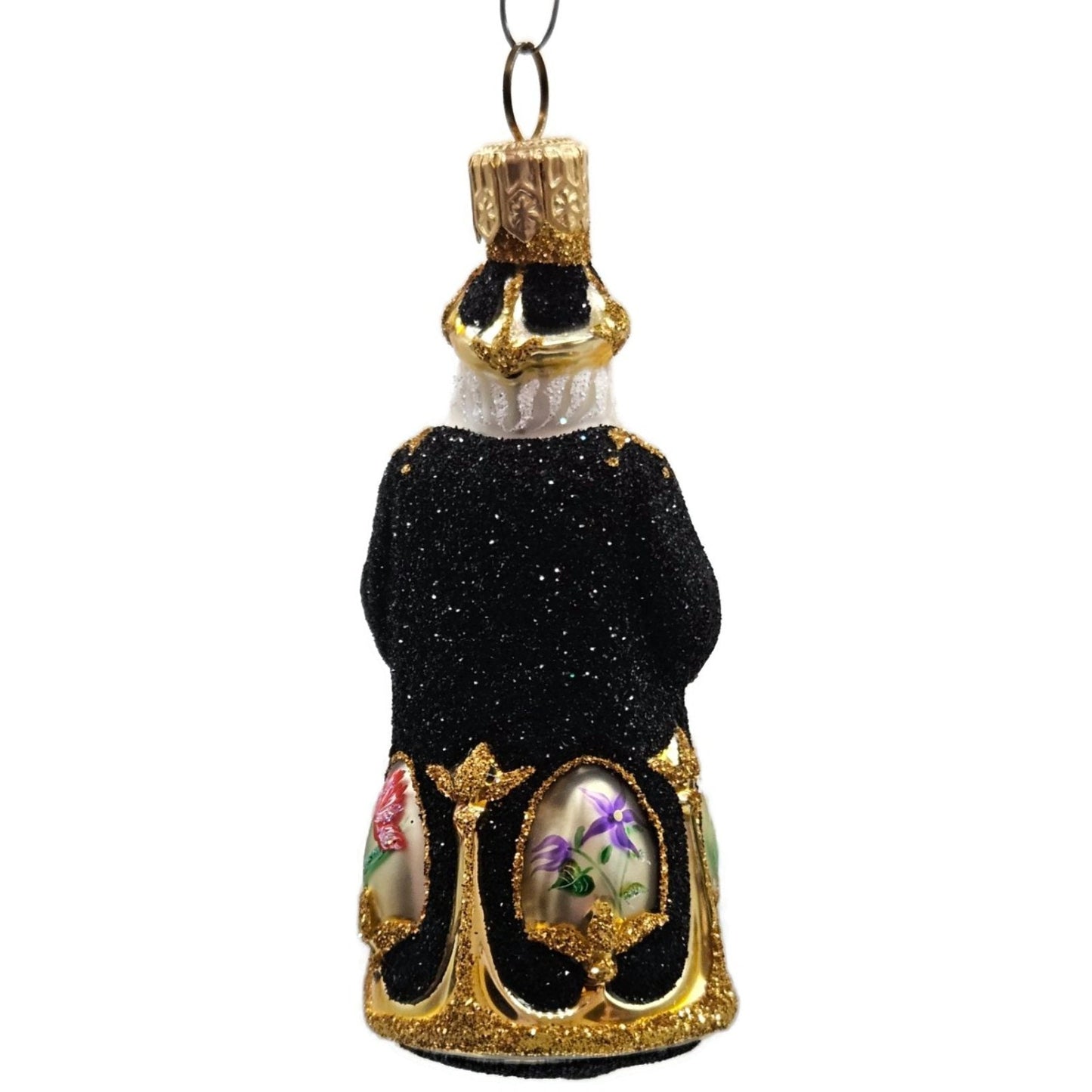 Patricia Breen Miniature Imperial Santa Black Spring Flower Christmas Ornament