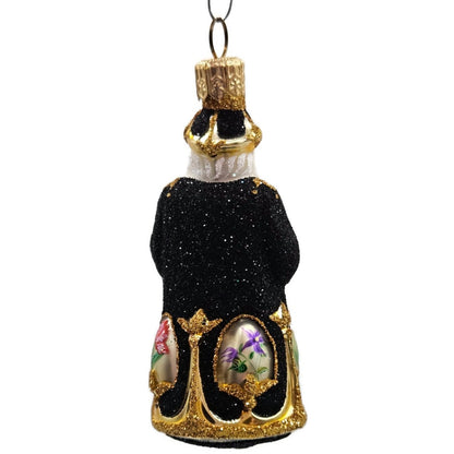 Patricia Breen Miniature Imperial Santa Black Spring Flower Christmas Ornament