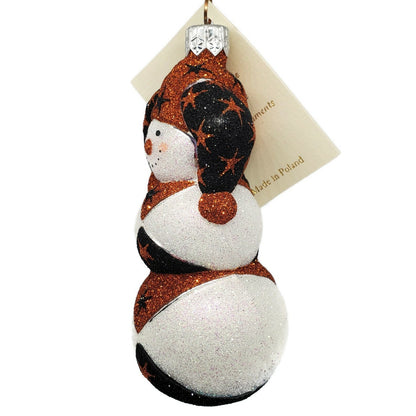 Patricia Breen Halloween Harlequin Snowman Orange Black Holiday Ornament