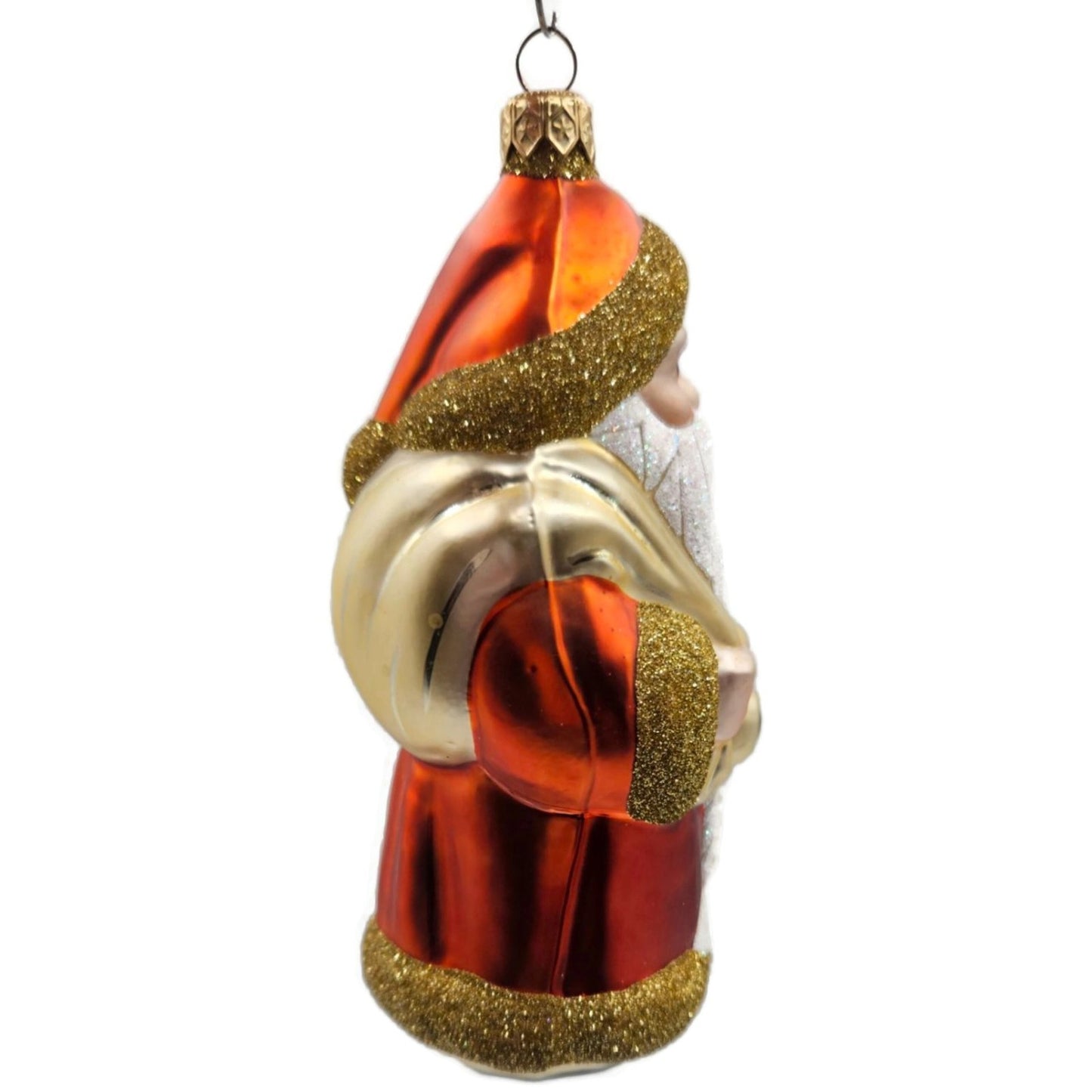 Patricia Breen Santa Claus and Teddy Orange Gold Christmas Tree Ornament Full