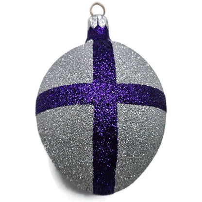 Patricia Breen Eggs Silver Purple Bow Glittered Easter Christmas Ornament 9873