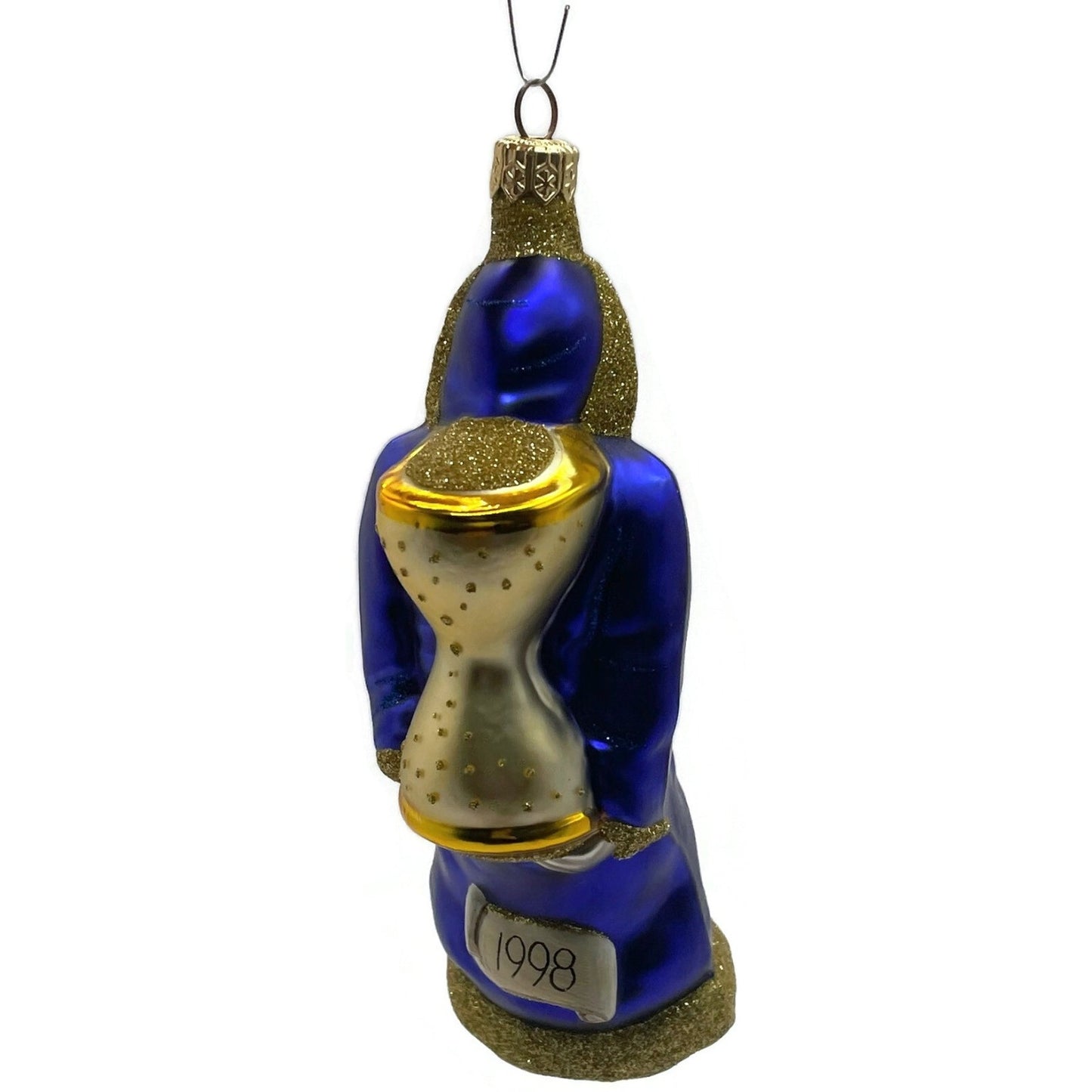 Patricia Breen Out With The Old Blue Gold Santa Claus Christmas Ornament 9830