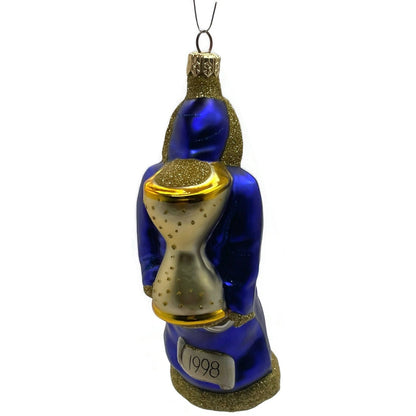 Patricia Breen Out With The Old Blue Gold Santa Claus Christmas Ornament 9830