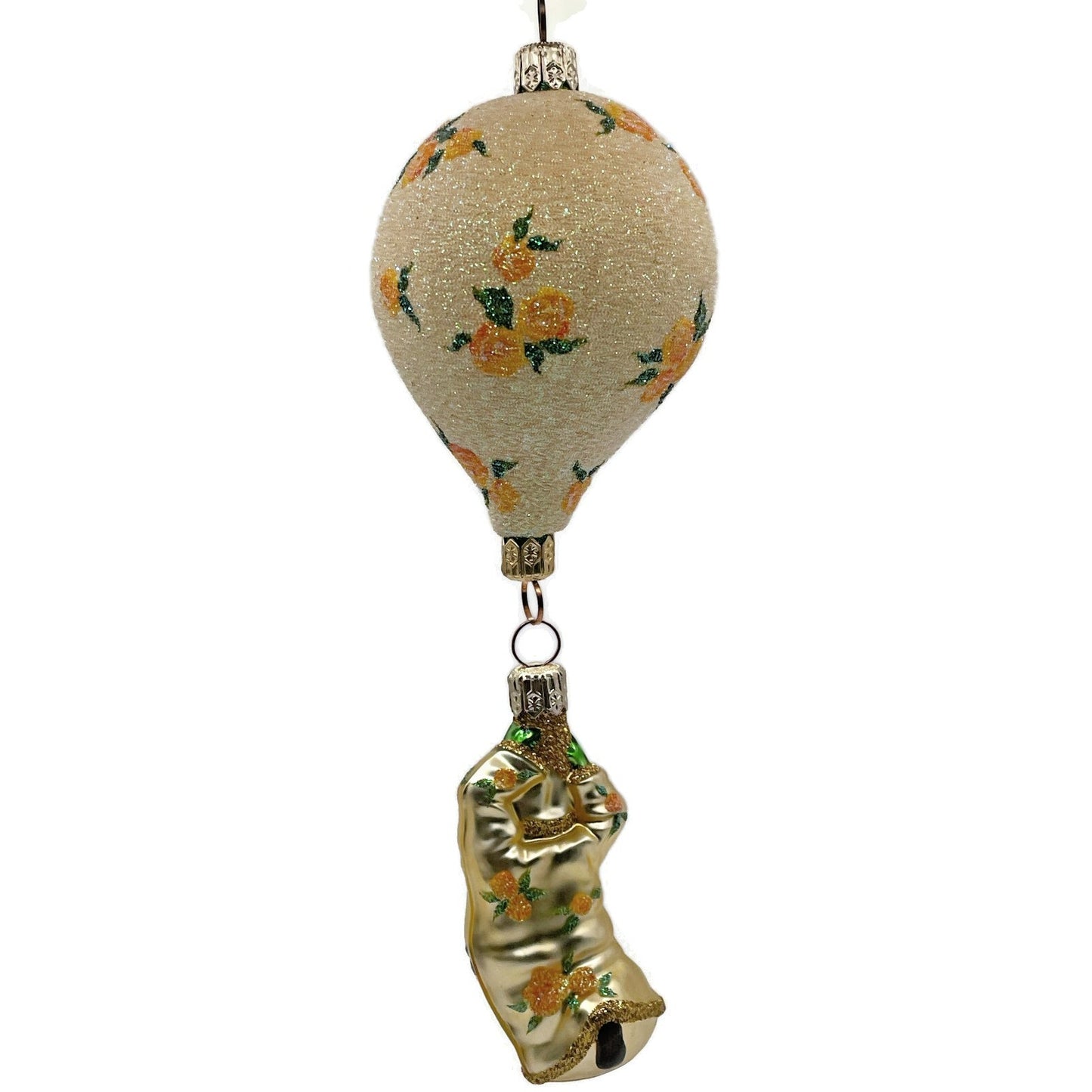Patricia Breen Into the Blue Santa Claus Yellow Roses Spring Christmas Ornament