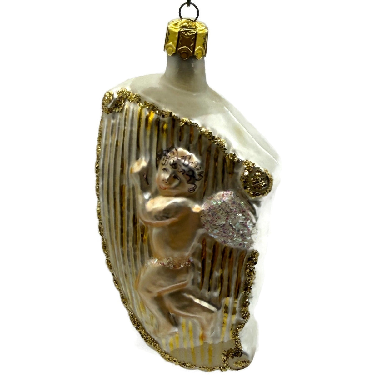 Christopher Radko Angel On Harp Gold Glass Christmas Tree Ornament 90-046-0