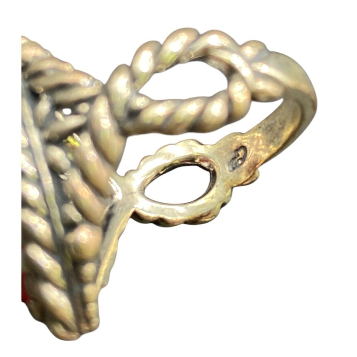 Carolyn Pollack Ring 925 Sterling Silver Red Coral Southwestern Carved Size 9