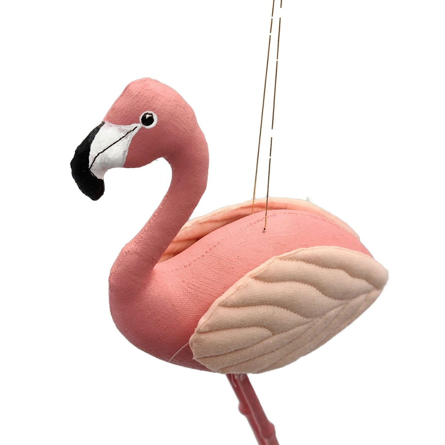 Gladys Boalt Pink Flamingo Handmade Bird Fabric Signed Christmas Tree Ornament