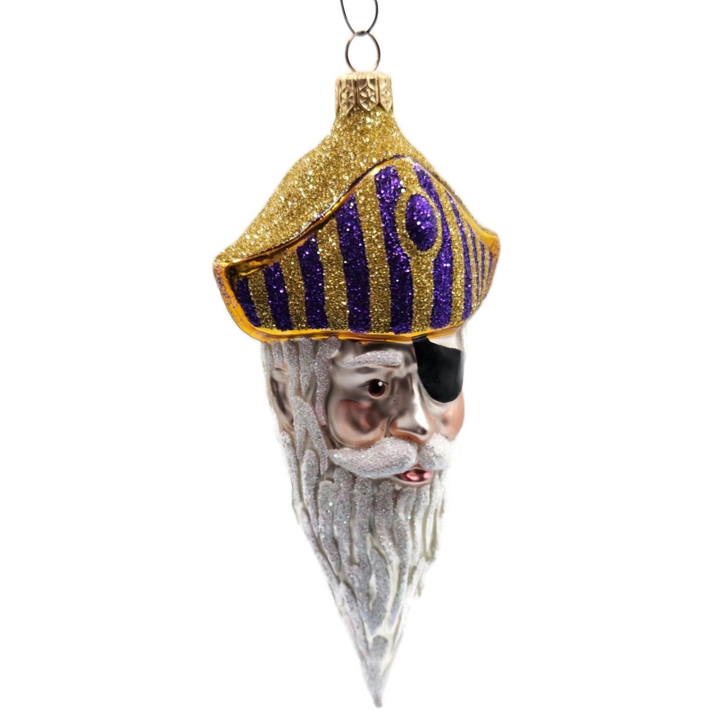 Patricia Breen Pirate Rex Gold Purple Striped Nautical Christmas Ornament OOAK