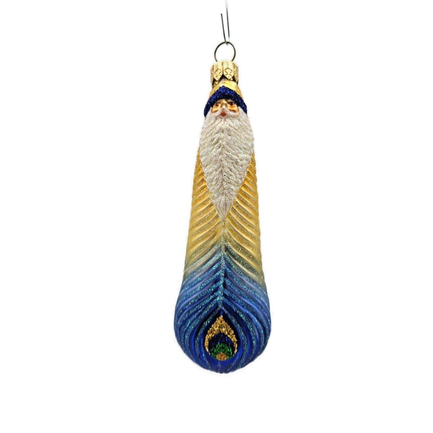 Patricia Breen Peacock Icicle Blue Gold Santa Claus Christmas Tree Ornament