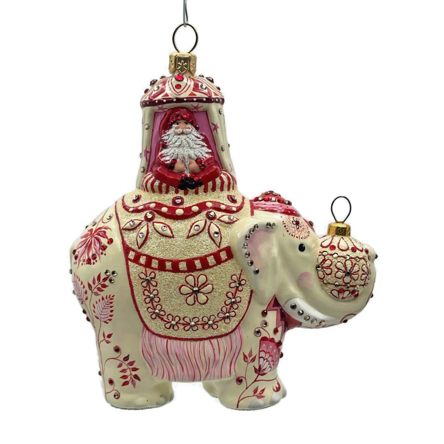 Patricia Breen Majestic Santa Chinoiserie Red Elephant Christmas Tree Ornament