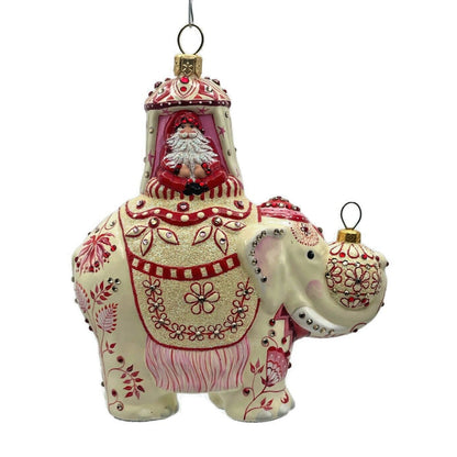 Patricia Breen Majestic Santa Chinoiserie Red Elephant Christmas Tree Ornament