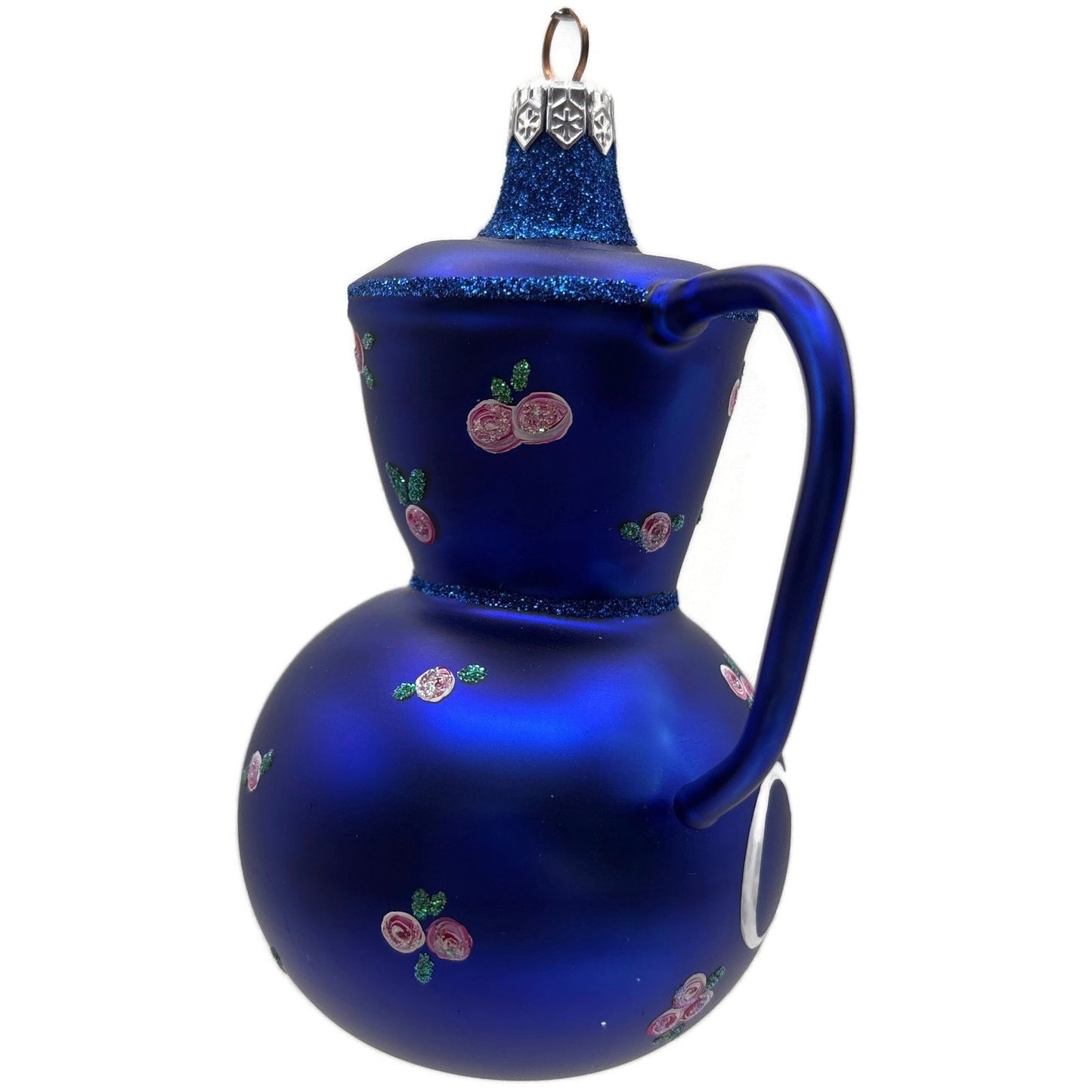 Patricia Breen Sweet Cream Cobalt Blue Pink Flowers Spring Christmas Ornament