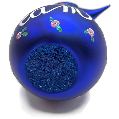 Patricia Breen Sweet Cream Cobalt Blue Pink Flowers Spring Christmas Ornament